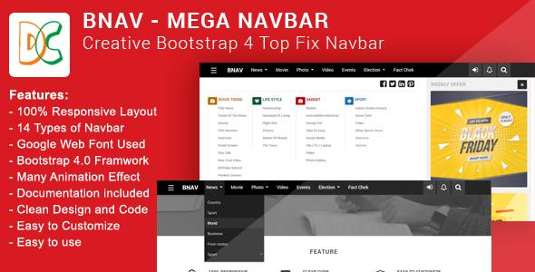 Bnav Mega Navigation Bar