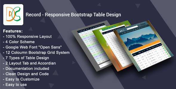 Record - Responsive
                                    Bootstrap Table Design