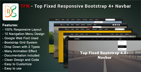 Top Fixed Bootstrap-4 Navbar