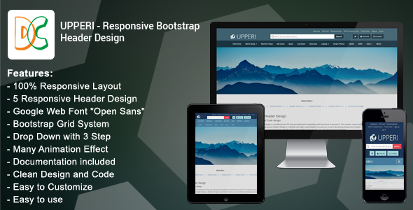 Upperi - Responsive
                                    Bootstrap Header Design