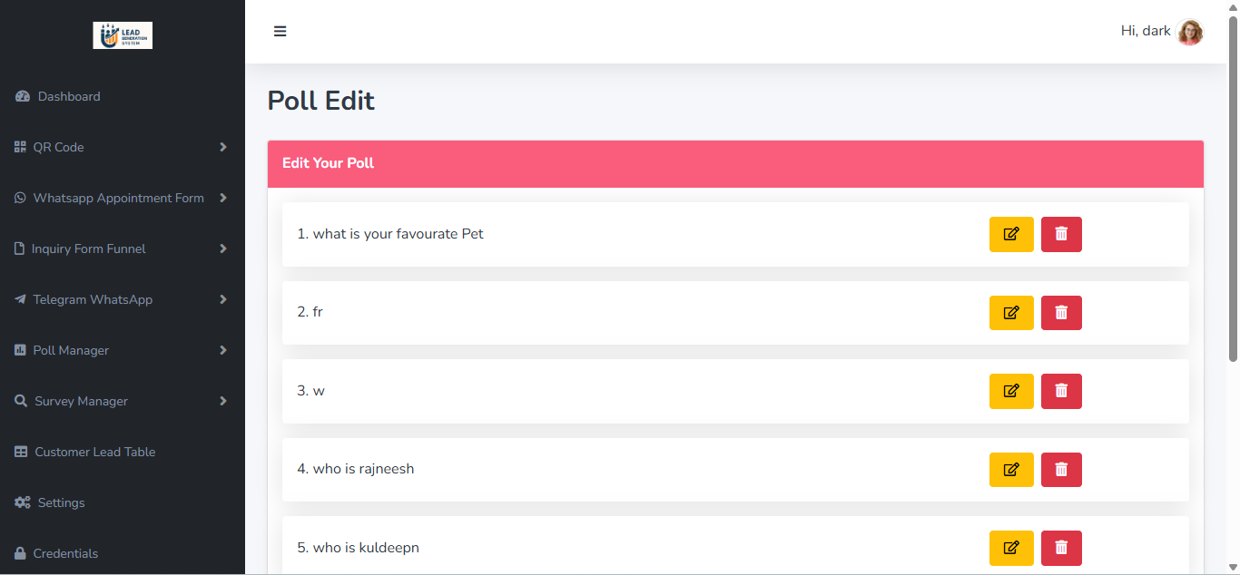 Edit Poll