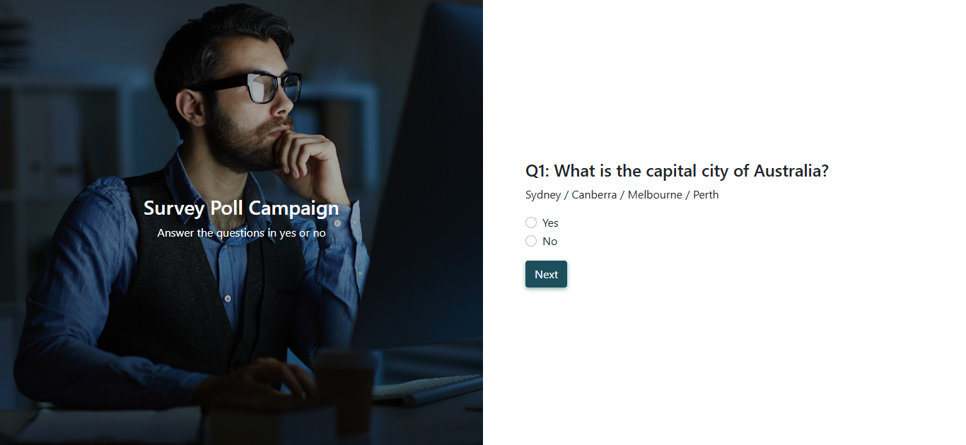 Survey Frontend View