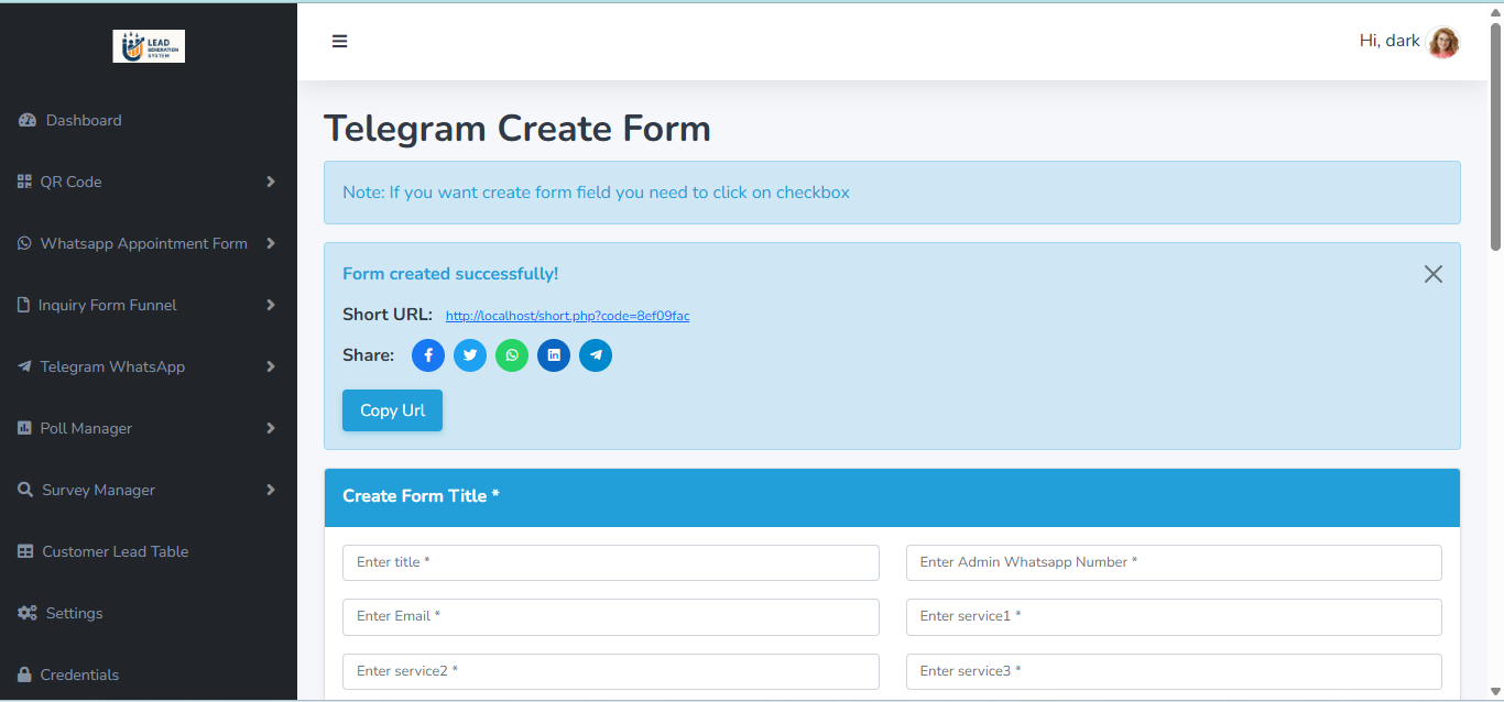 Share Telegram Form